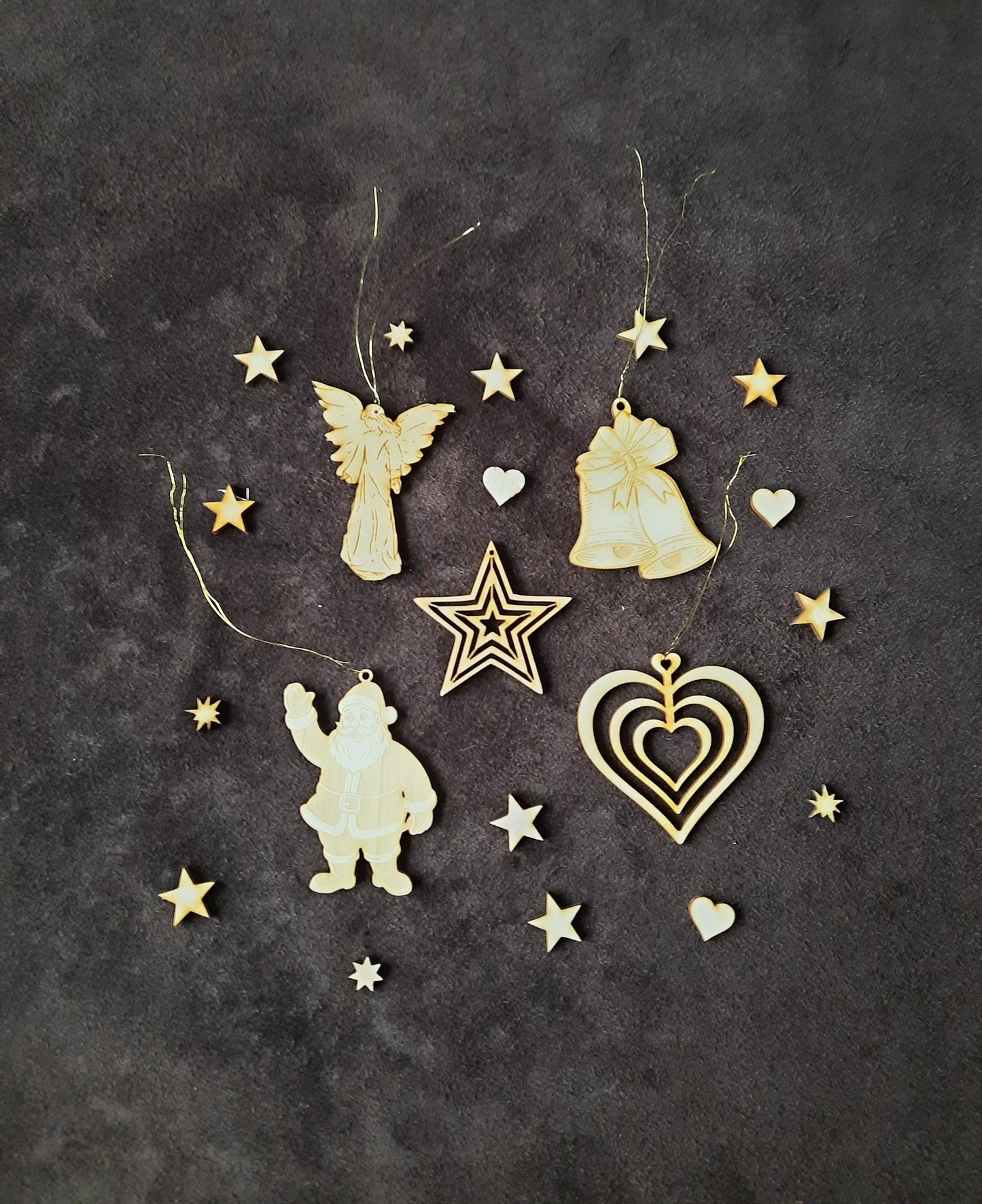 Christbaum-Schmuck - Diverse Weihnachts-Symbole aus Holz