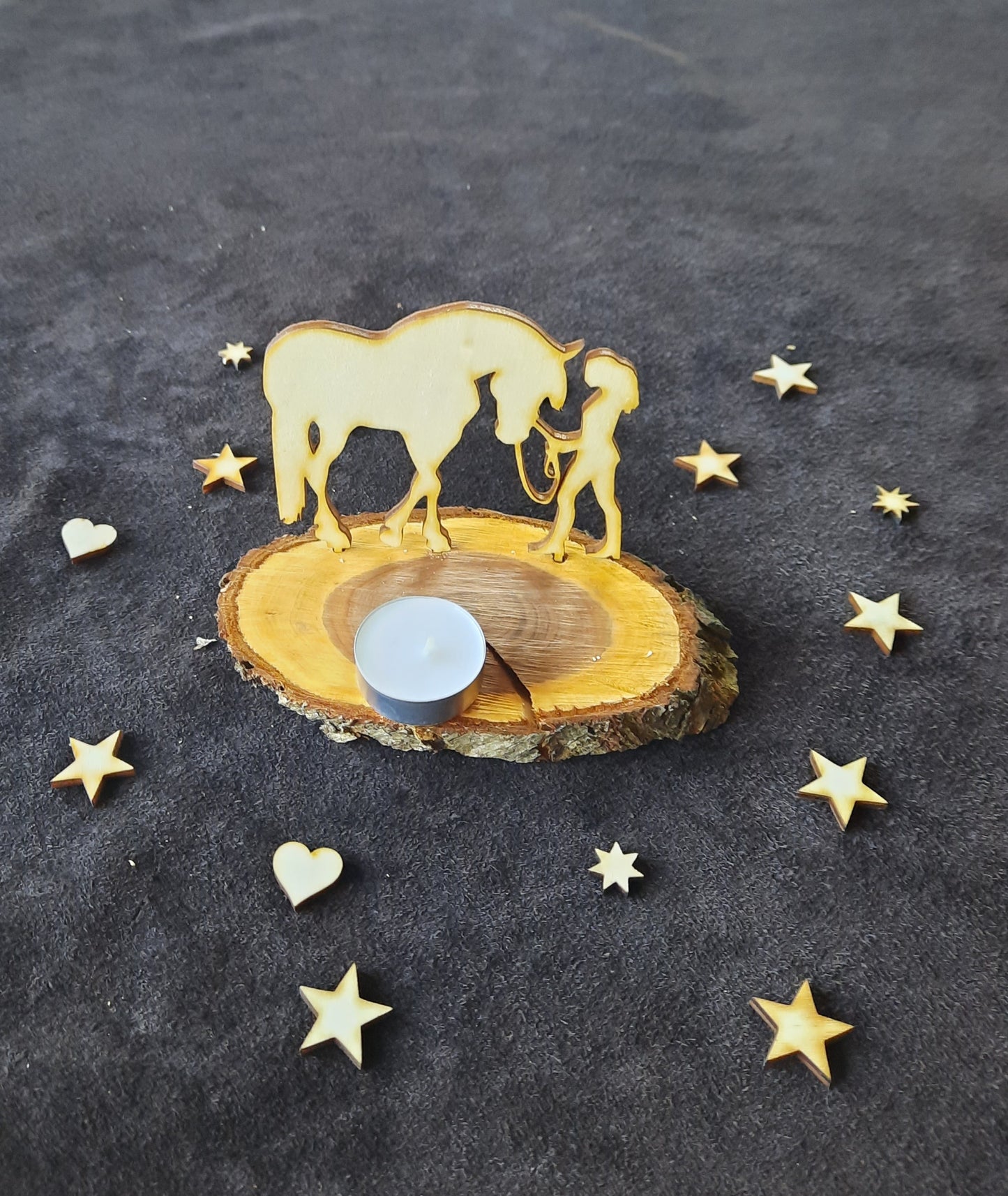 Holz-Skulptur - "Mädchen mit Pferd"