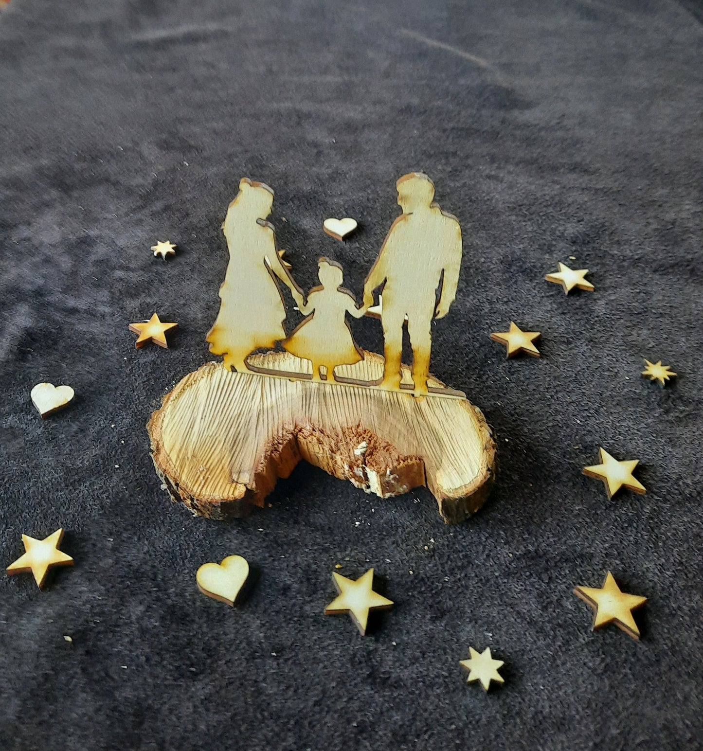 Holz-Skulptur - "Familie beim Spaziergang"