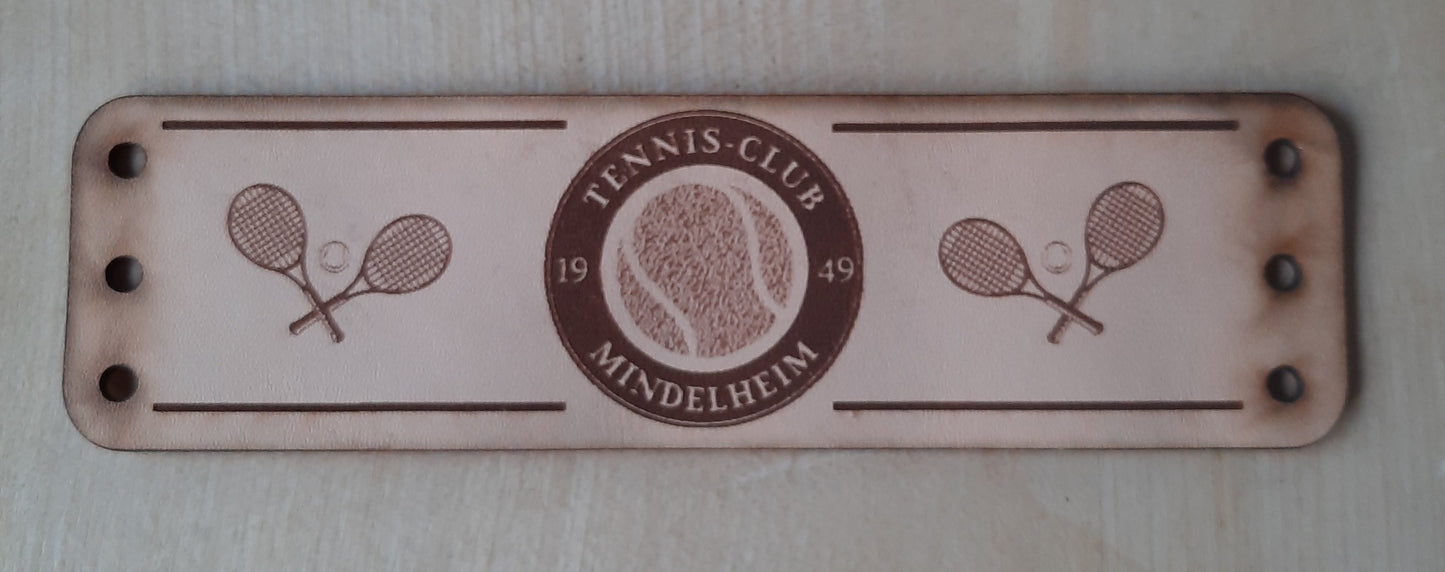 Leder-Armband (Design frei zu gestalten) - hier für den Tennisclub  "TC Mindelheim"
