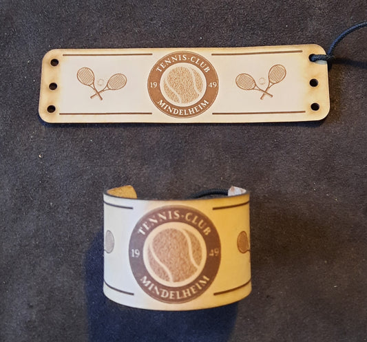 Leder-Armband (Design frei zu gestalten) - hier für den Tennisclub  "TC Mindelheim"