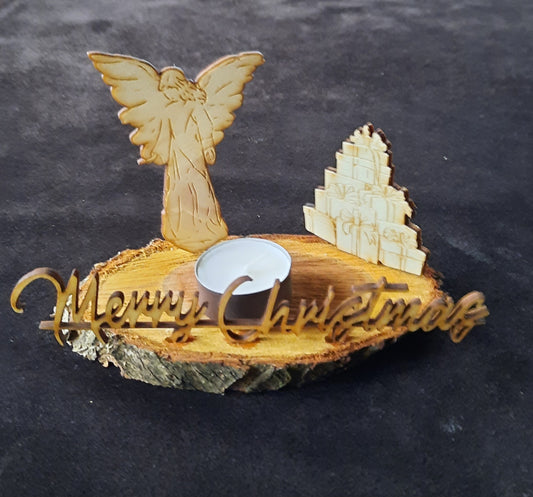 Holz-Skulptur - "Weihnachts-Motiv - Engel mit Geschenken"