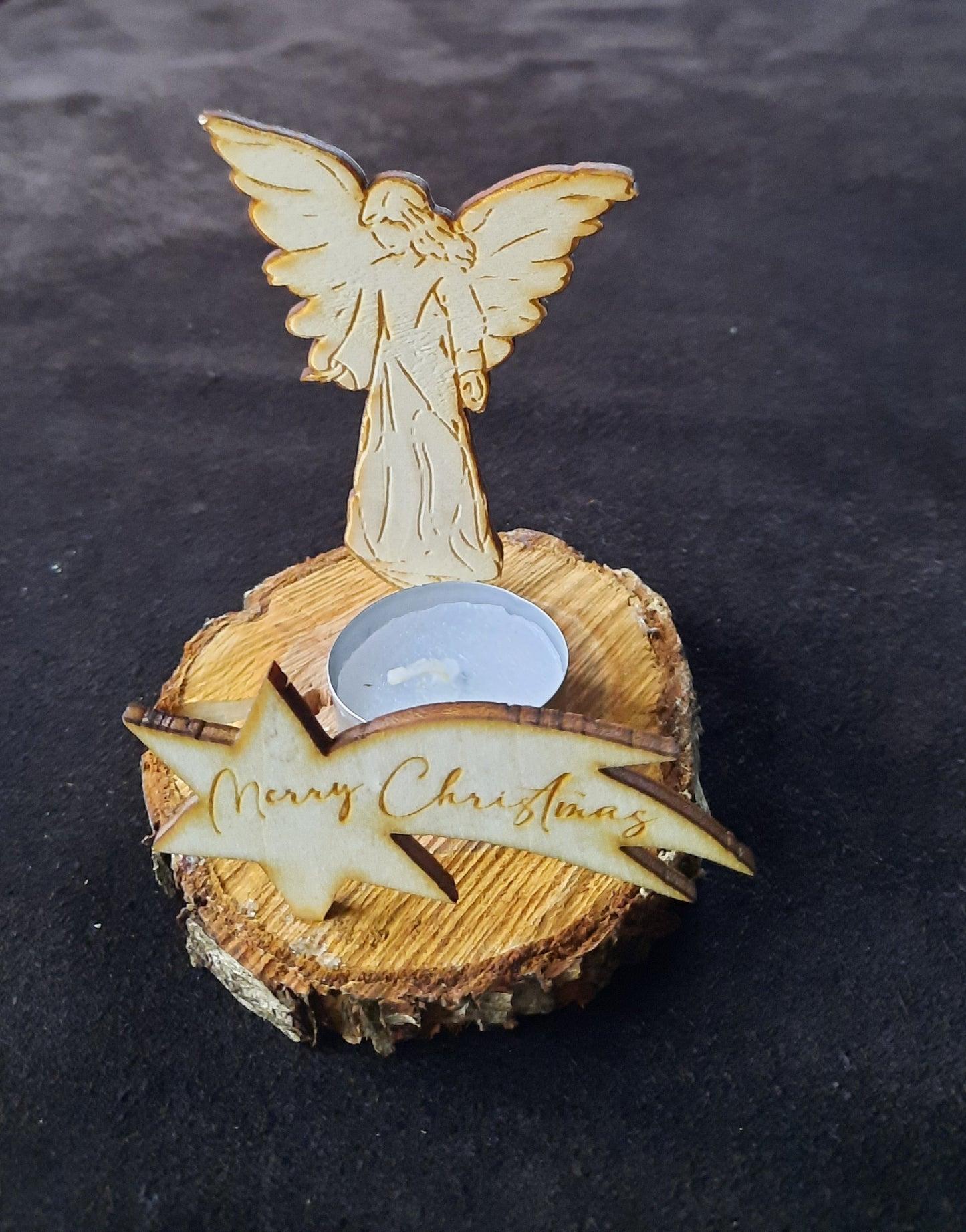 Holz-Skulptur - "Weihnachts-Motiv - Engel mit Stern"