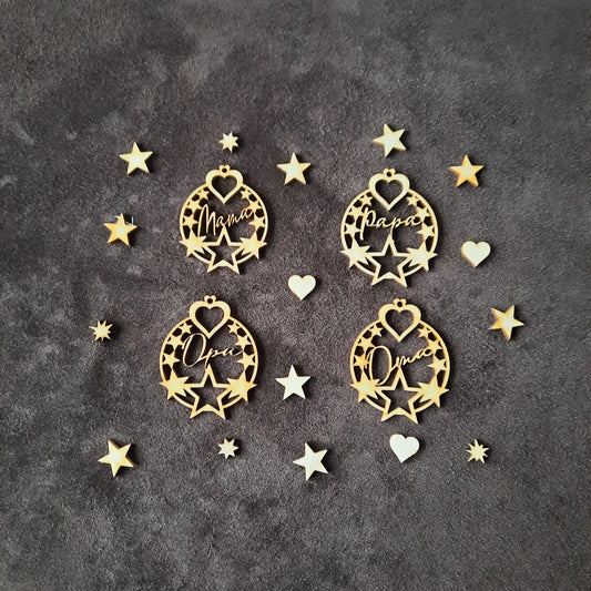 Christbaum-Schmuck - Weinachts-Kugeln zu Ehren der Eltern und Großeltern