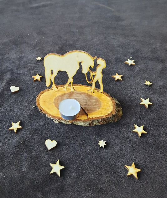 Holz-Skulptur - "Mädchen mit Pferd"