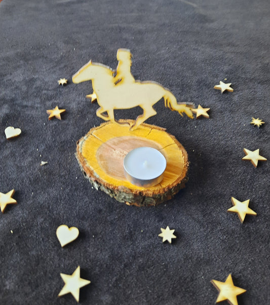 Holz-Skulptur - "Reiterin im Galopp"