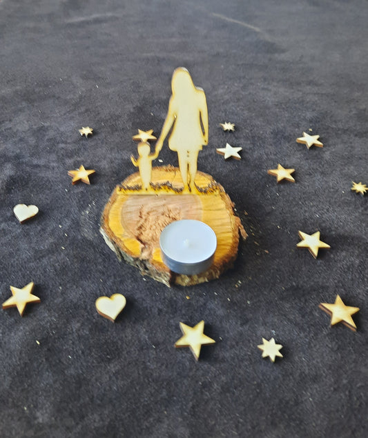 Holz-Skulptur - "Mutter und Kind - Hand in Hand"